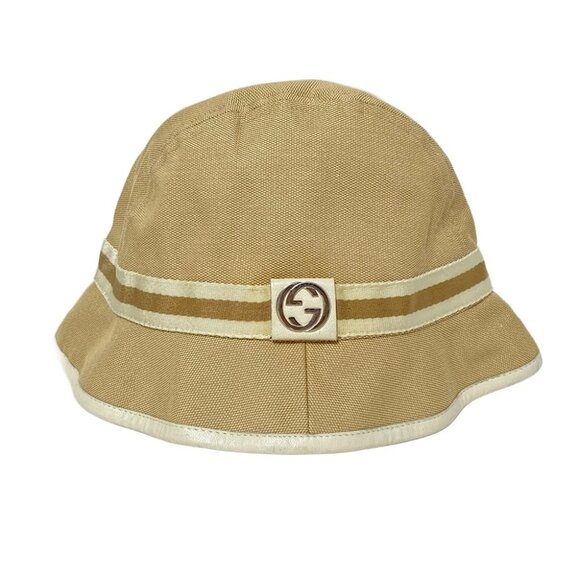 Auth GUCCI Light Brown Cream Polyester Cotton Rayon Hat - Picture 1 of 10